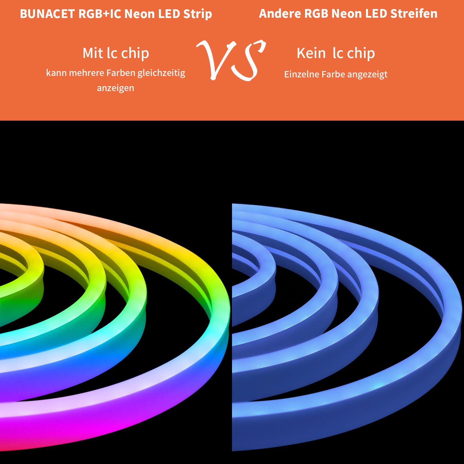 Neon LED Streifen 8M RGB+IC IP65 App-Steuerung 24V LED-Röhre | Flexible Silikon-Neonröhre mit Dreamcolor,Timer,Musik Sync und Fernbedienung für DIY Deko im Innen-und Außenbereich