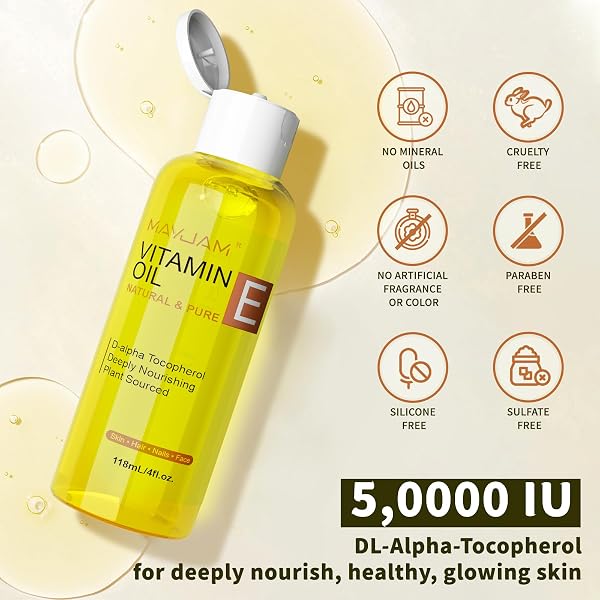MAYJAM オーガニック ビタミンEオイル 50000IU 高濃度 118ml 天然由来 顔 髪 爪 ボディケア クルーフリー スキンケア ヘアケア 保湿 ボディマッサージオイル - 2