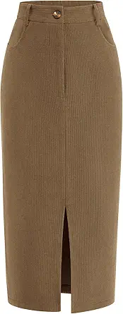 PRETTYGARDEN Corduroy Skirt Women Fall Fashion 2025 High Waisted Pencil Midi Skirts Business Casual Work Office Winter Outfit