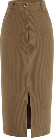 PRETTYGARDEN Corduroy Skirt Women Fall Fashion 2025 High Waisted Pencil Midi Skirts Business Casual Work Office Winter Outfit