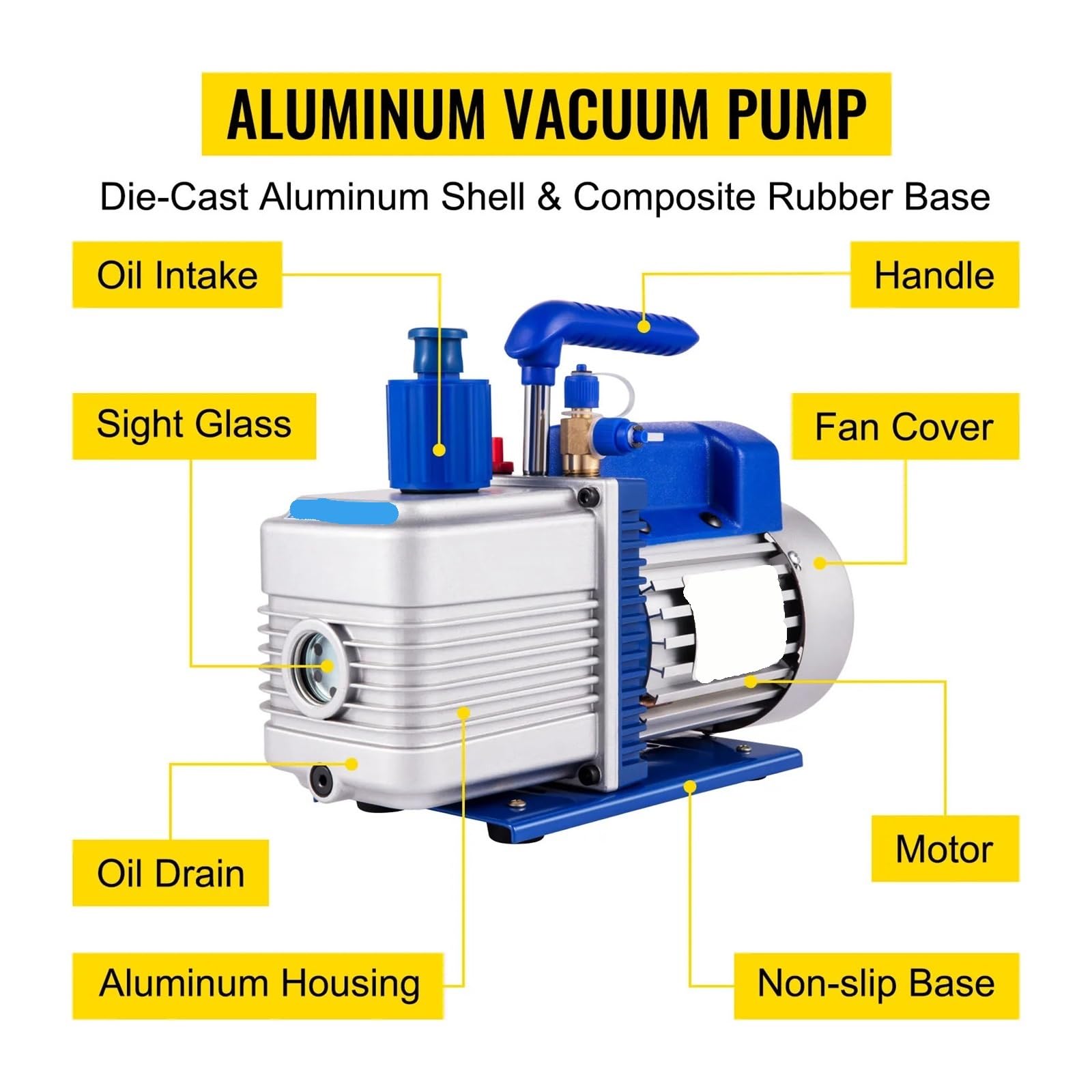 Vakuumpumpe mit Messgeräten, einstufige Drehschieber-Kältemittelvakuumpumpe | 4,8 CFM AC-Kältemittel, HVAC, Kühlung, Vakuumverpackung, Klimaanlage for zu Hause
