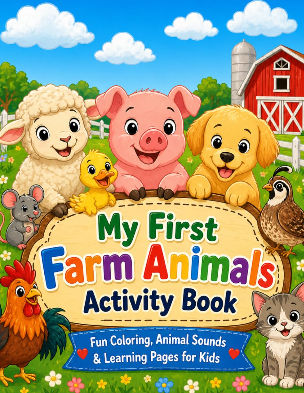 My First Farm Animals Activity Book: Fun Coloring, Animal Sounds & Learning Pages for Kids