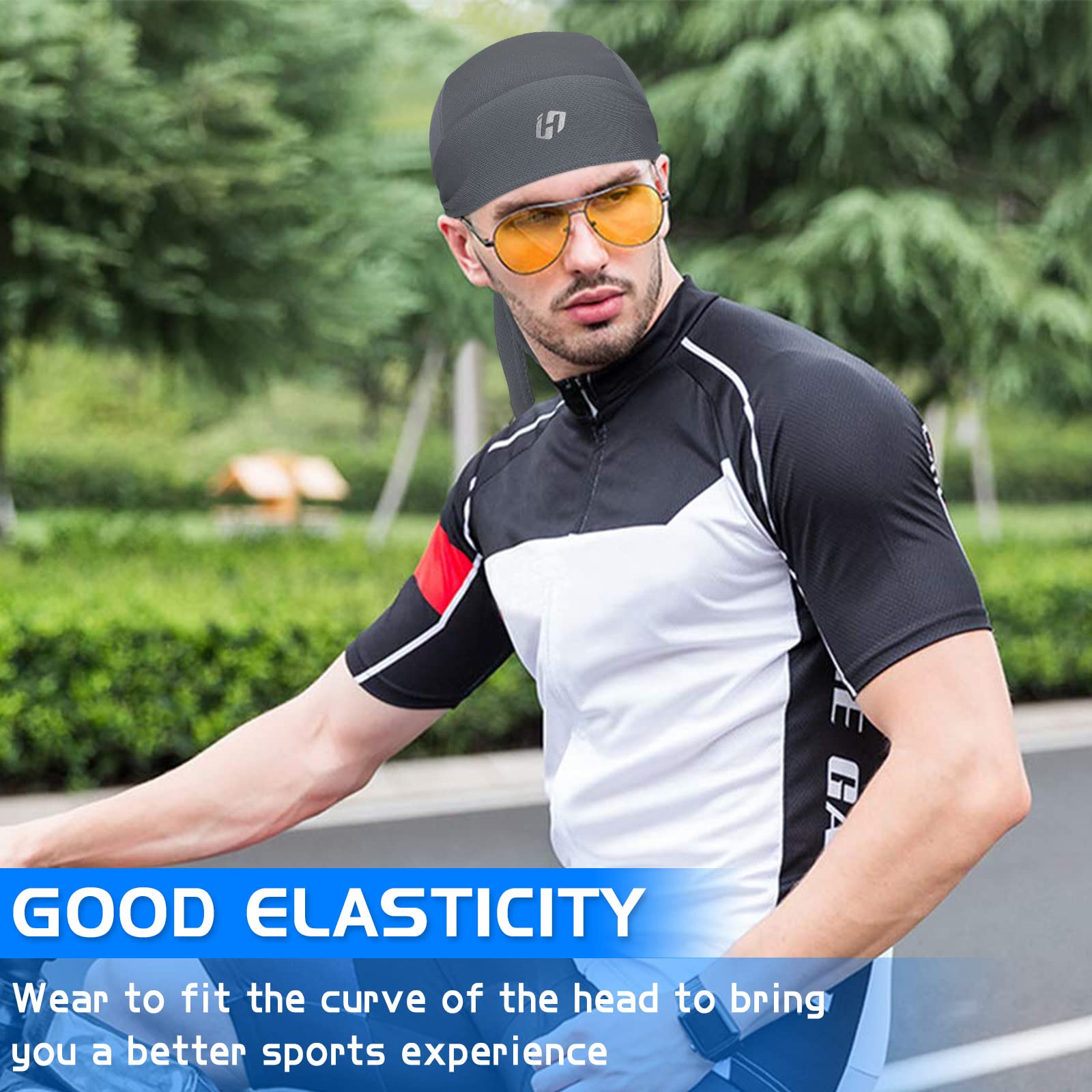 HASAGEI Sportowa bandana Cap, chusta na głowę dla mężczyzn i kobiet, letnia czapka do biegania, elastyczna, oddychająca, pochłania pot, bandana męska