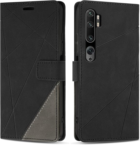 Etui Coque pour Xiaomi Mi Note 10 Pro/Xiaomi Mi Note 10, Protection Housse en Cuir PU Portefeuille Livre pour Xiaomi Mi Note 10 Pro/Xiaomi Mi Note 10, Fonction Support, Noir - 1