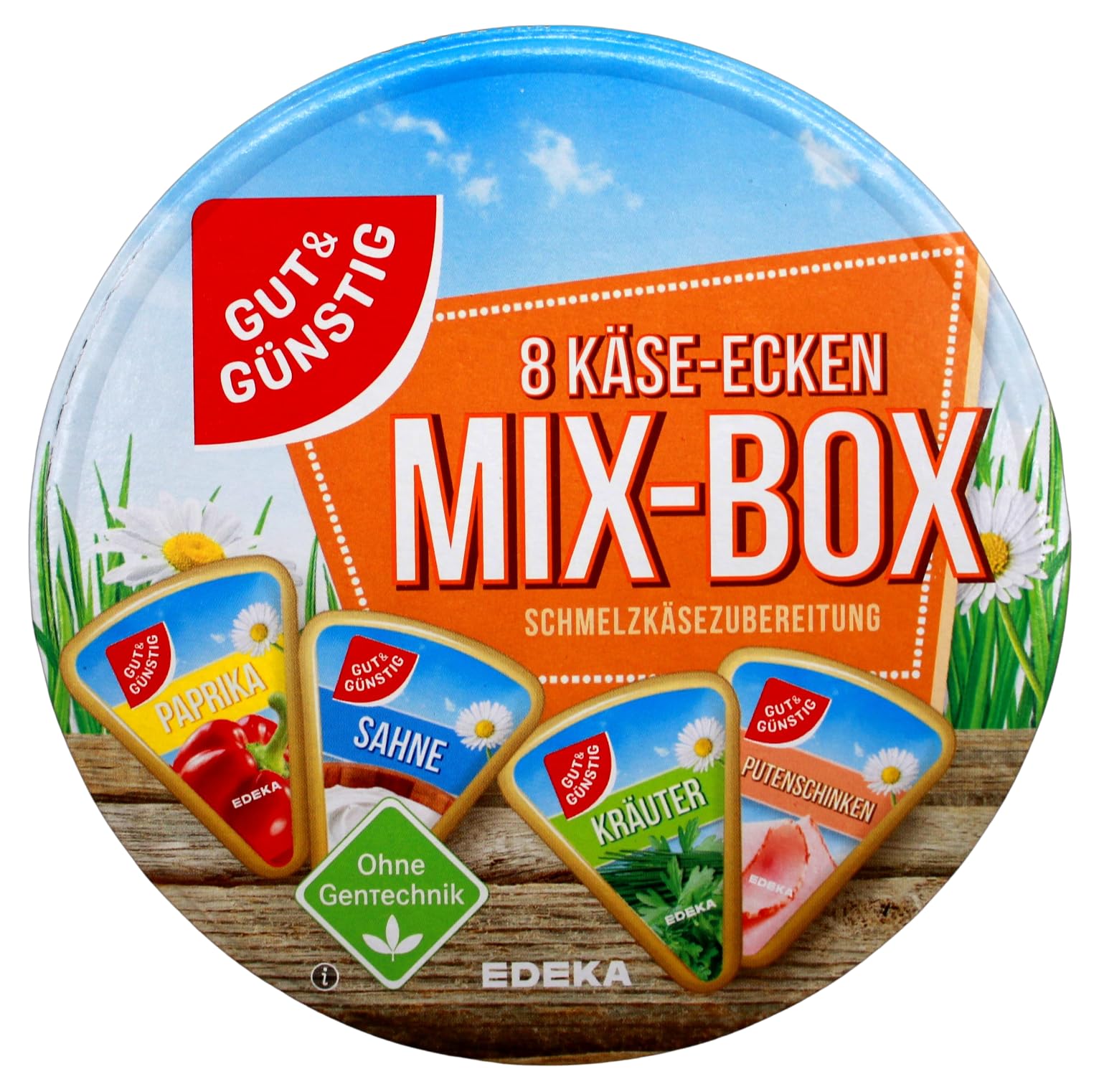 Gut & Günstig Schmelzkäse Käse-Ecken Mix-Box, 8er Pack (8 x 250g)