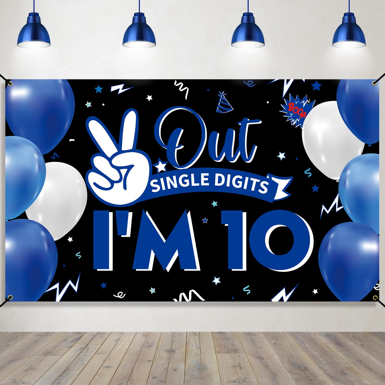 Happy 10th Birthday Backdrop Banner, 10th Birthday Decorations for Boys Girls, Funny Double Digits 10 Years Old Birthday Party Photo Props Background