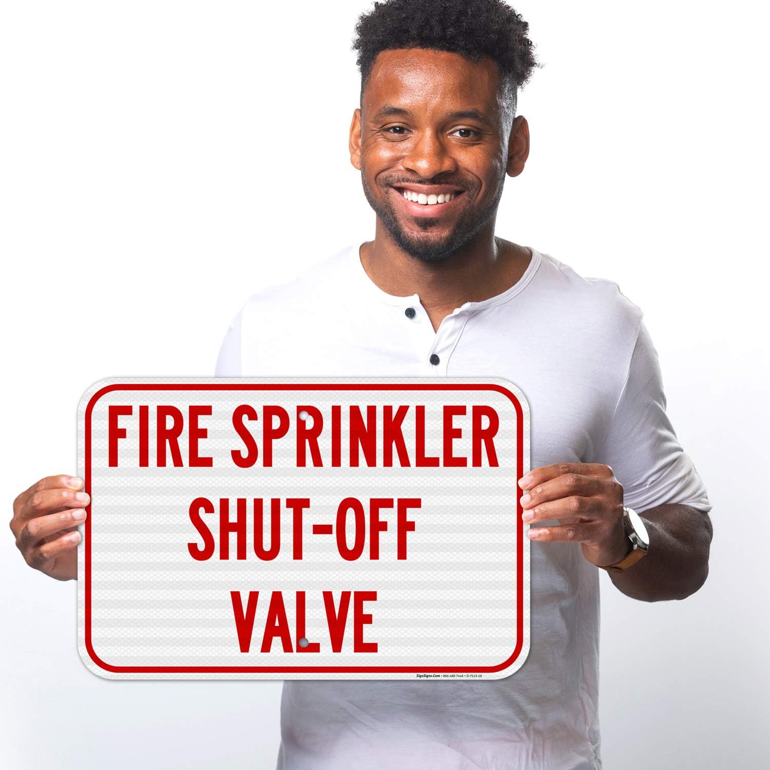 Fire Sprinkler Shut Off Valve Sign, (SI-7115) 12x18 Inches, 3M EGP Reflective .063 Aluminum, Fade Resistant, Made in USA by Sigo Signs