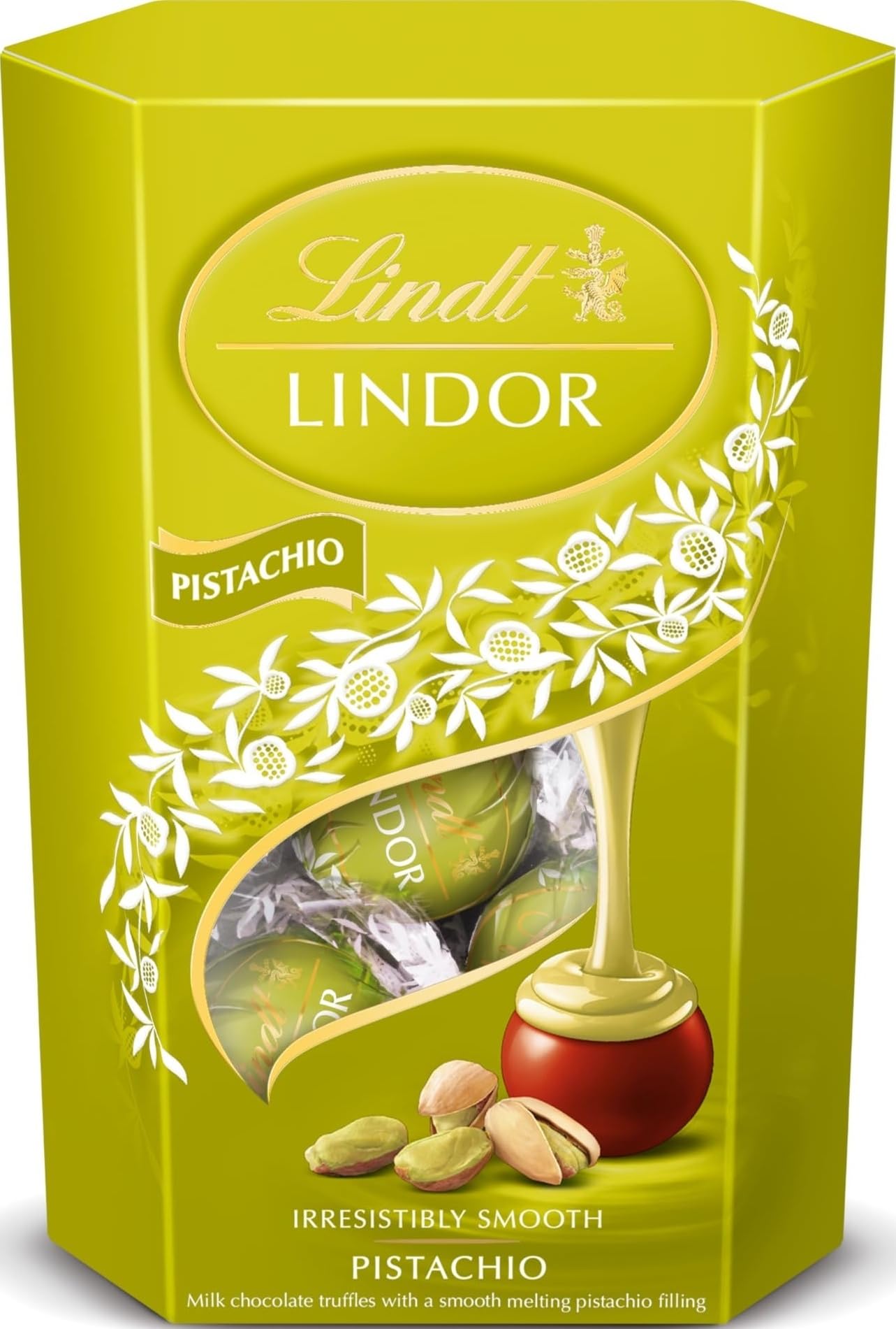 Lindt Lindor Pistachio Chocolate Truffles – 200g Box (Approx. 16 Balls) – Smooth Filling – Gift, Birthday, Congratulations Treat