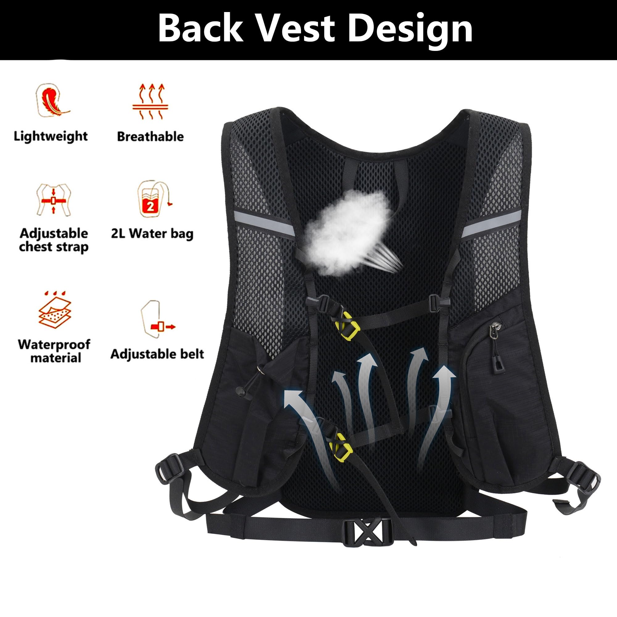 Zaino Idratazione 2L Per Ciclismo E Running - Leggero E Traspirante Con Tasche Multiple - Foto 8