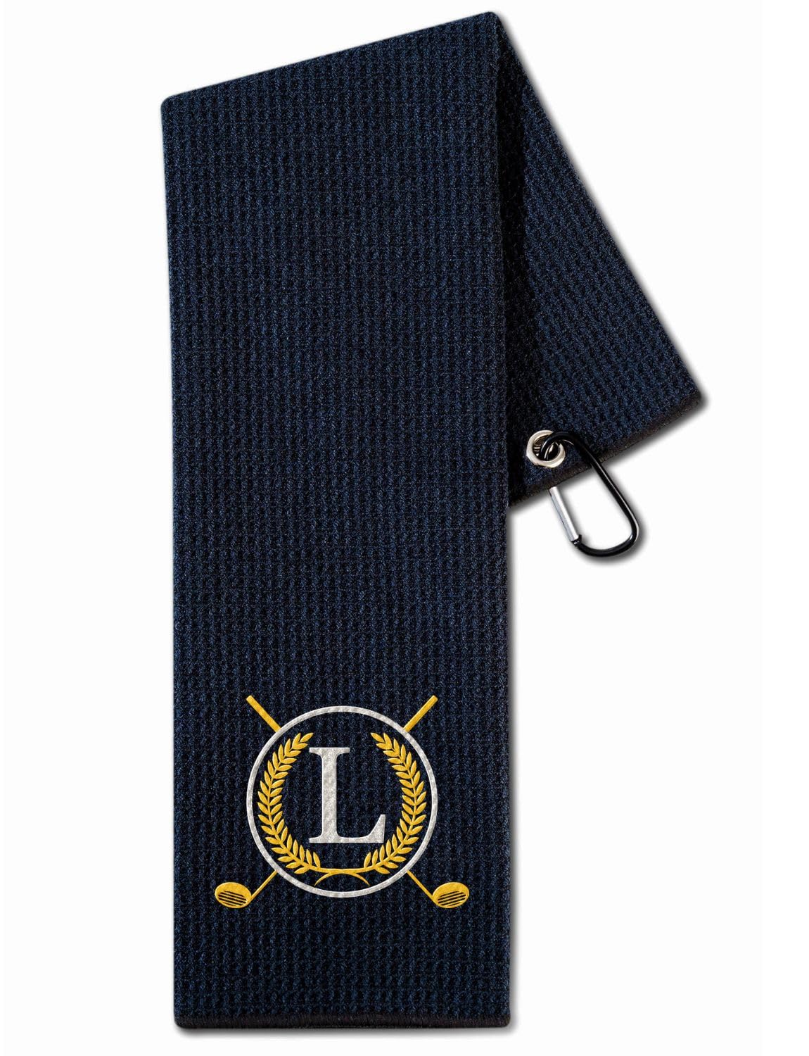 CybGene Golf Towel with Monogrammed Embroidery, Initial Golf Gifts, Personalized Golf Accessory for Men, Women on Birthday, Retirement, Microfiber Golf Towel, Black-L โ image 1