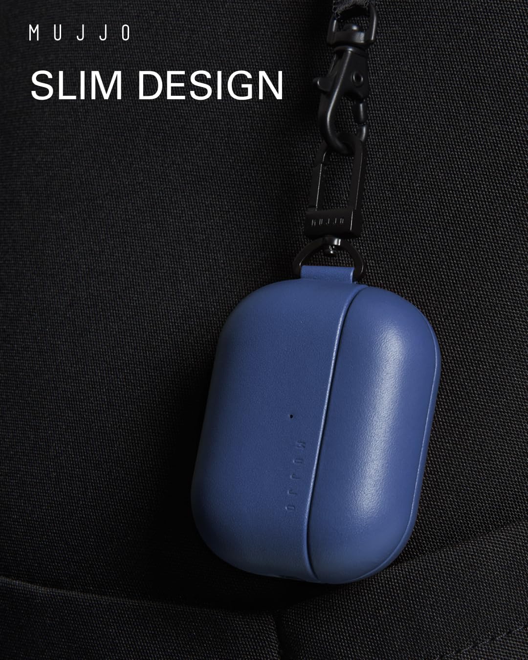 Mujjo Echelon Leather Case for AirPods Pro (2nd Gen) - Wireless Charging Compatible - Durable & Luxurious Design - Secure Fit - Premium Leather - Monaco Blue