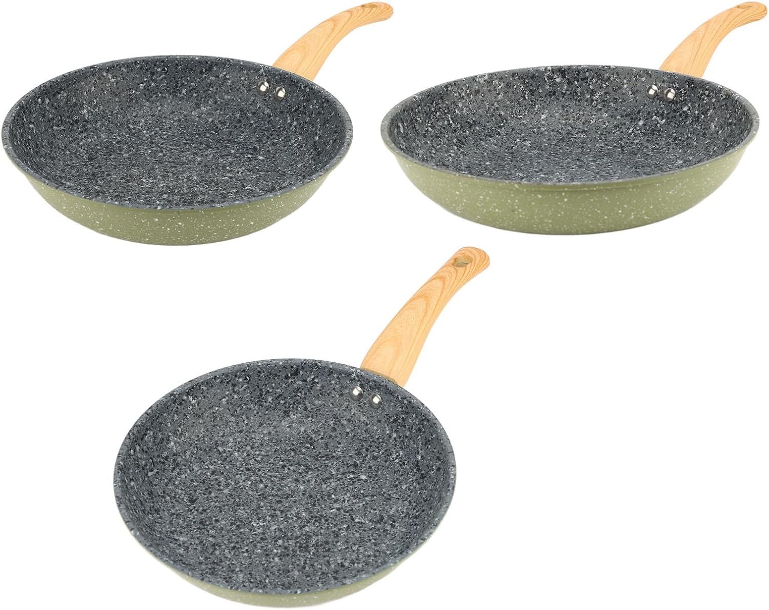 ZJchao Maifanite Stone Coating Non Stick Frying Pan Set for Quick Cleanup Multifunctional Pancake Pan Tortilla for Home Cooking 3 Pans 9.84",10.63",11.42"