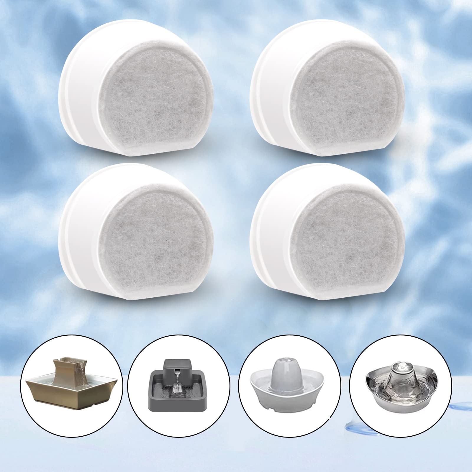 24/40 filtros de carbón de carbono de repuesto para perros y gatos, fuente de agua compatible con múltiples fuentes de mascotas. (12 filtros de carbono + 12 esponjas)