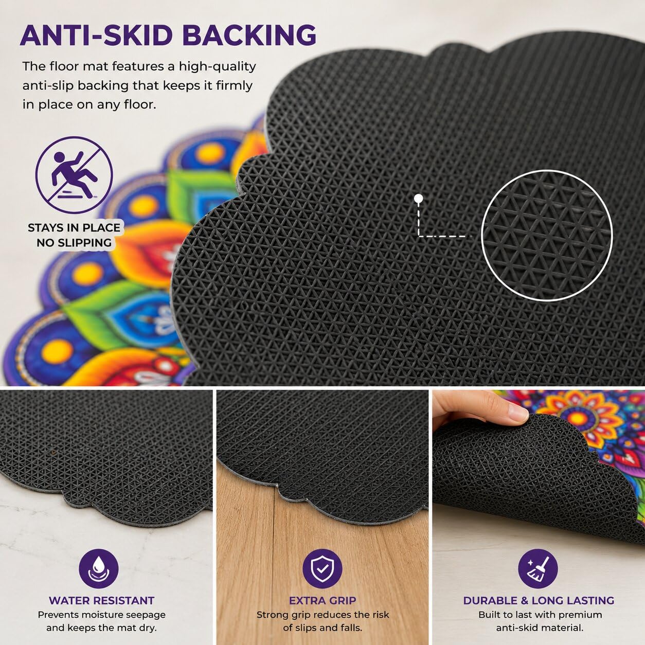 Mandala Rangoli Floor Mat - Vibrant Home Decor -4