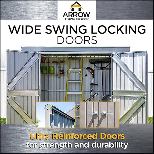 Miniatura 3 de Arrow Elite - Cobertizo de almacenamiento de acero con cerradura para exteriores de 8 x 4 pies con techo reprimido, color antracita