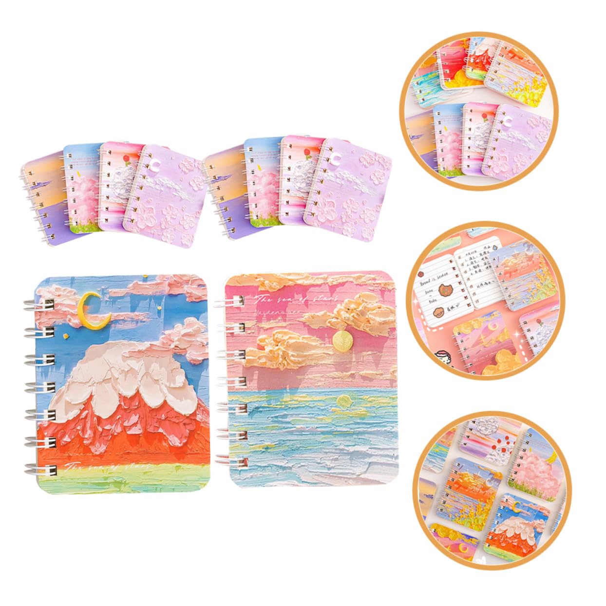 Housoutil 2 Pièces Spirale Artistique Lot de Cahiers de Notes Design pour Étudiants et Mémos Style Aléatoire