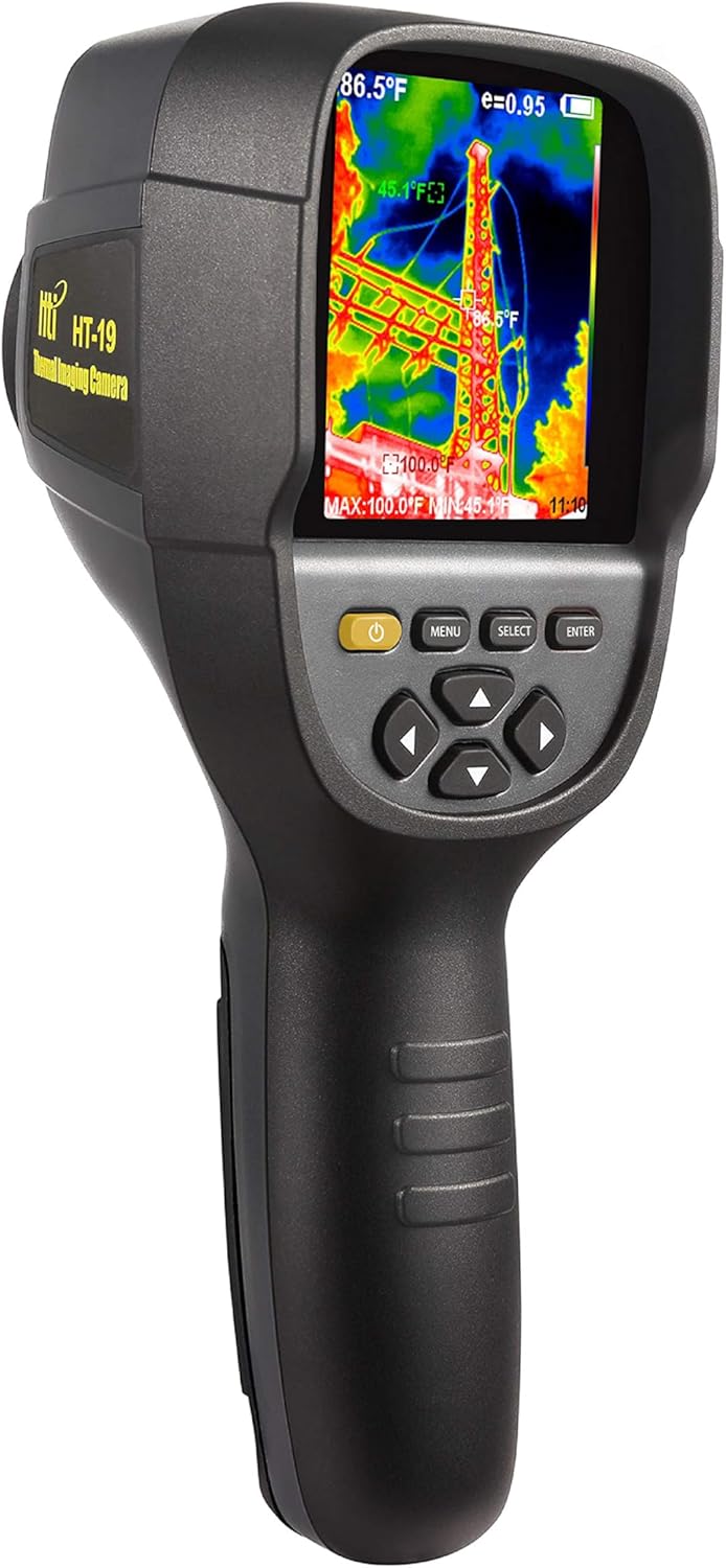 Hti-Xintai Higher Resolution 320 x 240 IR Infrared Thermal Imaging Camera. Model HTI-19 with Improved 300,000 Pixels, Sharp 3.2in Color Display Screen, Battery Included. Lightweight Comfortable Grip.