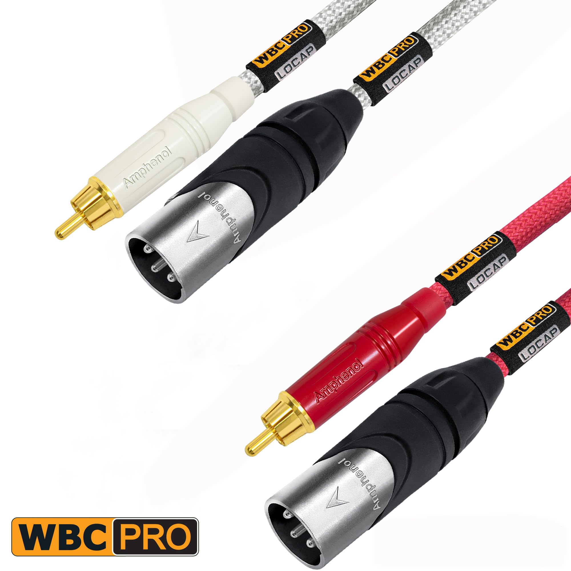 Coppia di cavi da RCA a XLR (maschio) da 1,2 m, WBC-PRO-LOCAP a bassa capacità (14 pF/ft) 22 AWG, cavo di interconnessione audio ultra silenzioso e di qualità professionale, connettori Amphenol e