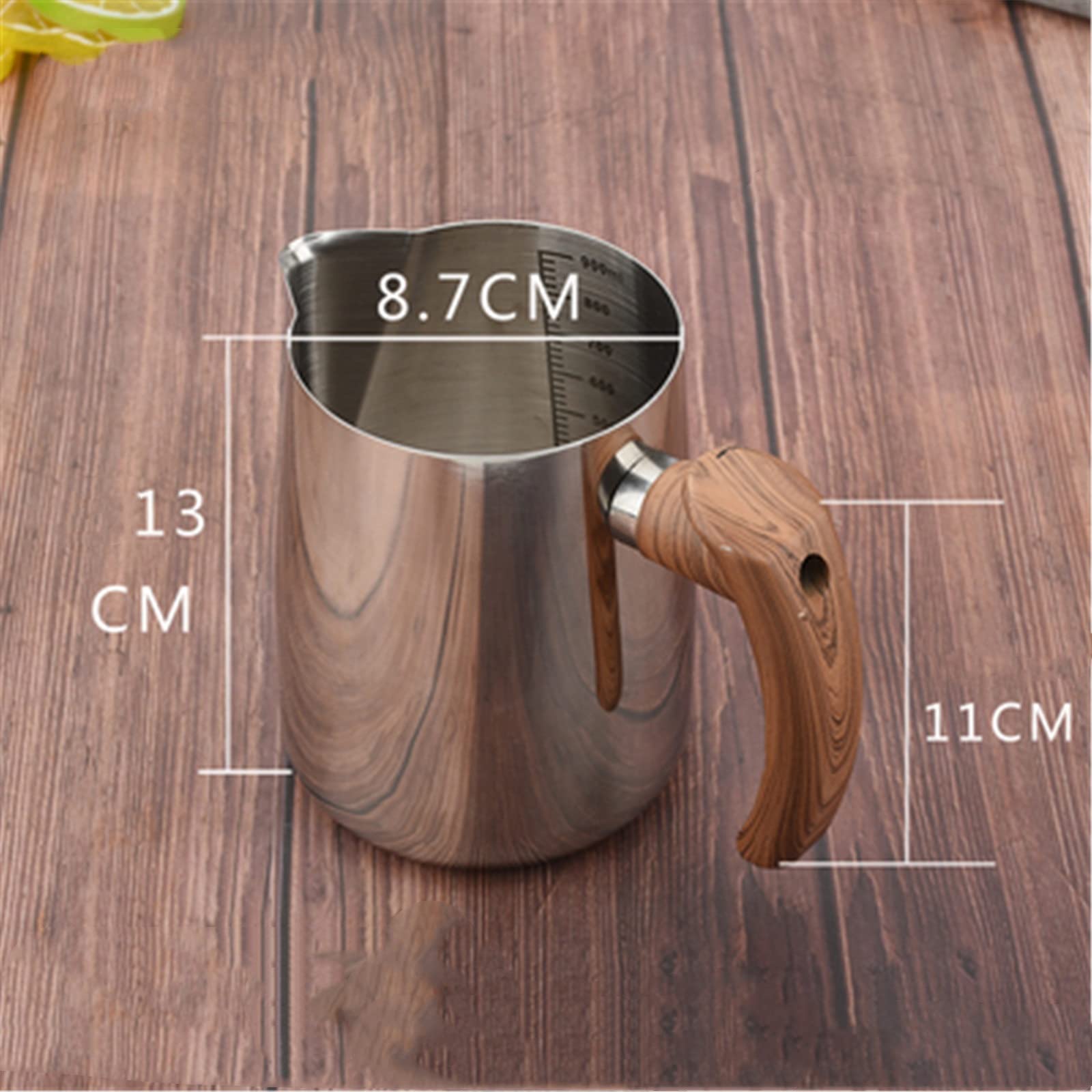 Jarras para Espumar leche Copa de flores extracción acero inoxidable con escala café engrosada leche en espesas taza espuma Barista del arte latte(1000ml)