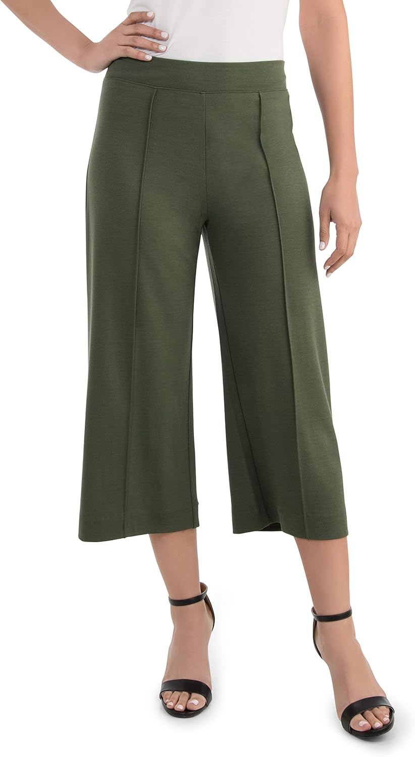 Fruit of the Loom Womens Wide Leg Ponte Cropped Pants