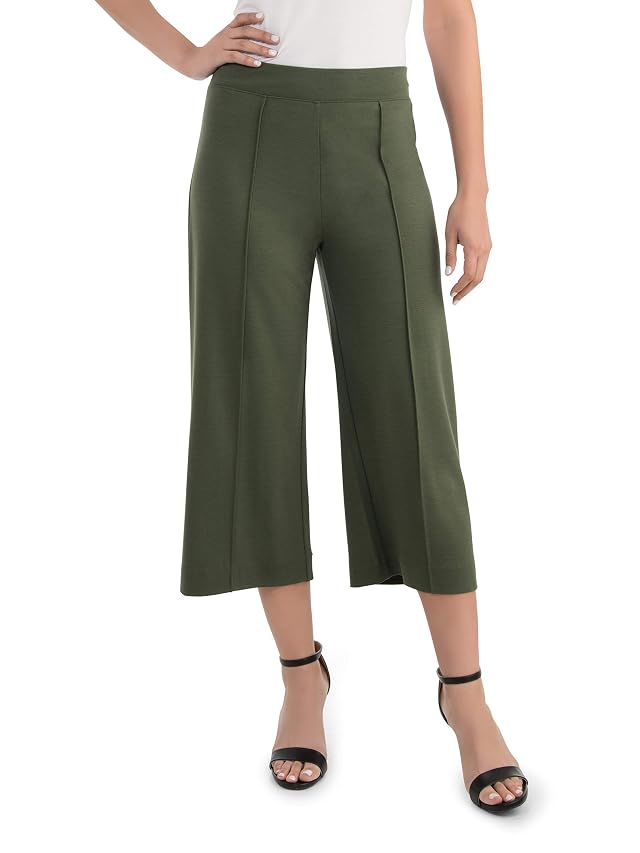 Fruit of the Loom Womens Wide Leg Ponte Cropped Pants