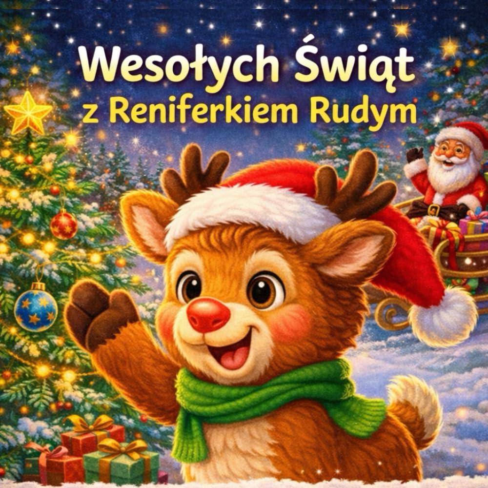 Wesołych Świąt z Reniferkiem Rudym – Świąteczna Zabawa dla Maluchów: Interaktywna książeczka świąteczna dla dzieci 2–4 lata – klaszcz, dmuchaj, dotknij i naśladuj (Przygody Reniferka Rudego)
