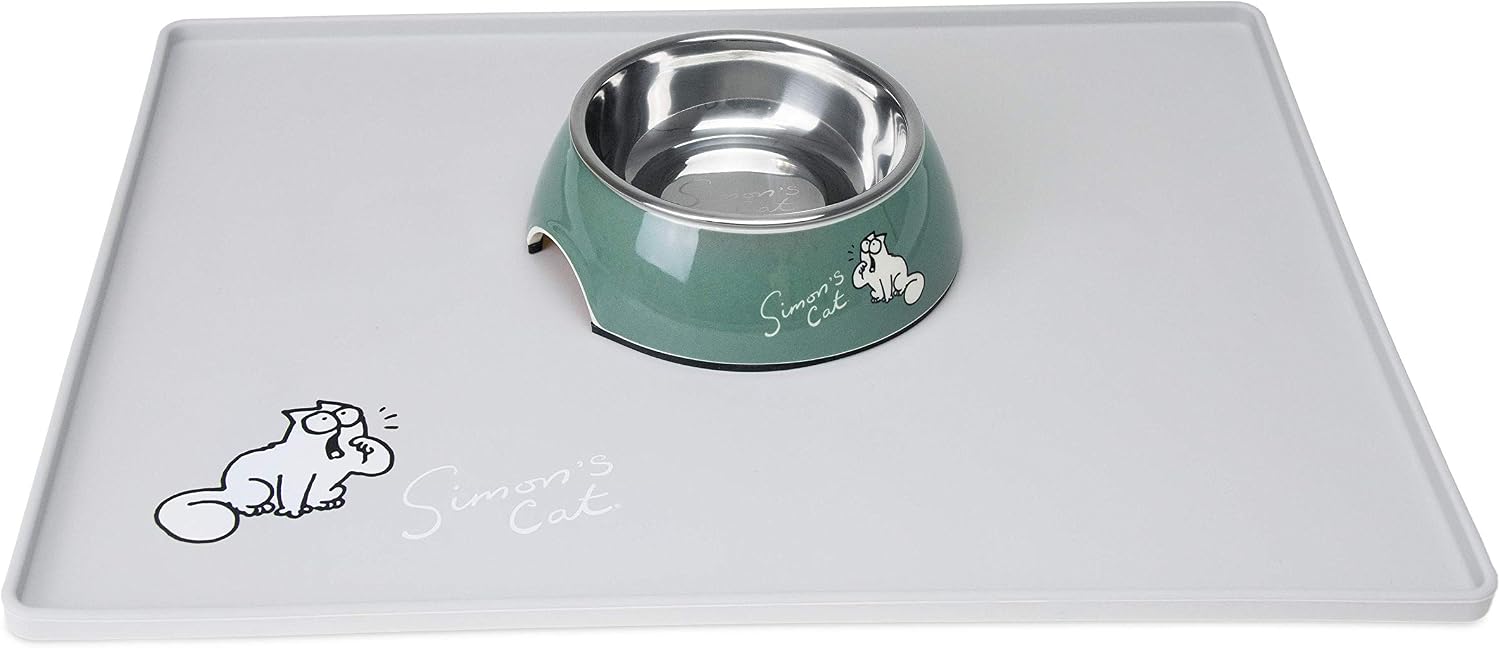 Simon's 522106 Cat подставка под миску, длина: 40 см, ширина: 30 см, высота: 1 см, светло-серая