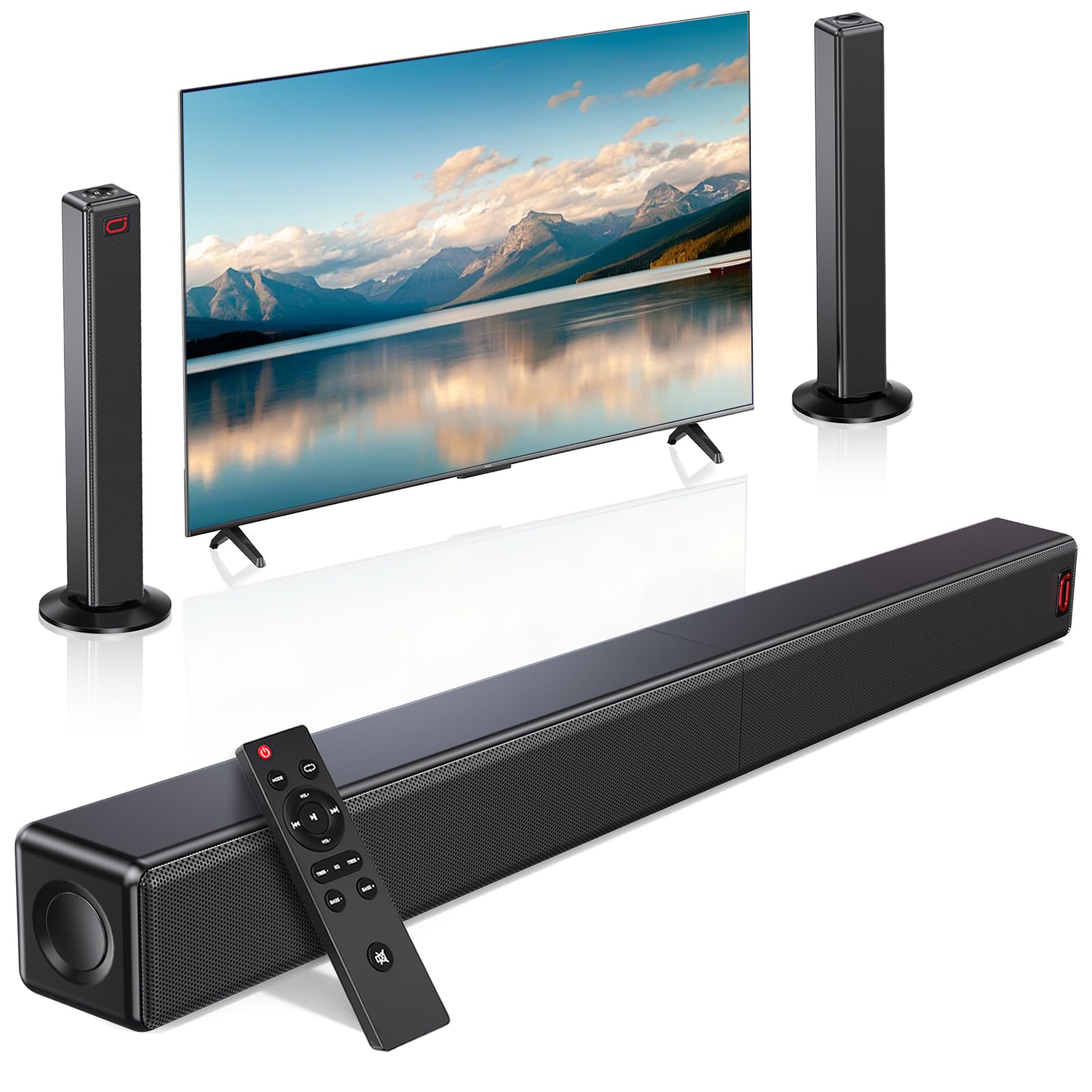 JYX 2.1ch Barra de Sonido para TV, 2026 Upgrade 120W 2 en 1 Desmontable, Barras Altavoces Bluetooth 5.3 con ARC/Opt/AUX, Graves Ajustables (4 Altavoces + 2 Tubos Reflex)