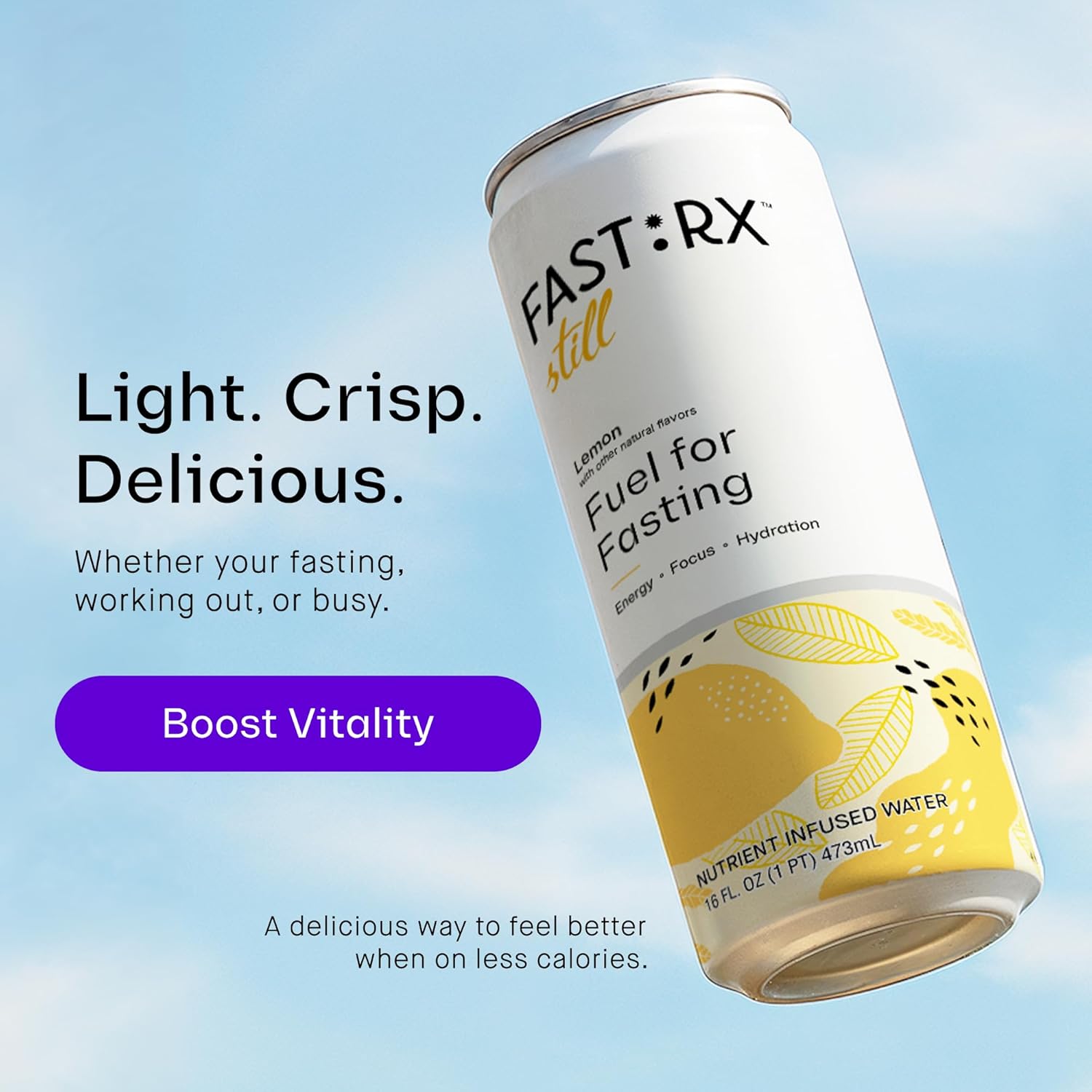 Fasting Electrolytes - Hunger Suppressant with Vitamins & Minerals – FAST:RX Lemon Still - Sugar-Free - Zero Calories - Zero Carbs – 16Oz, 12-Pack