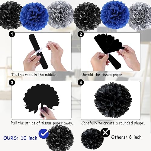 Miniatura 7 de 10th Birthday Decorations for Boys Girls, Blue I'm 10 Double Digits Banner Party Decorations, Happy 10th Birthday Decor Double-Sided Card Pompoms