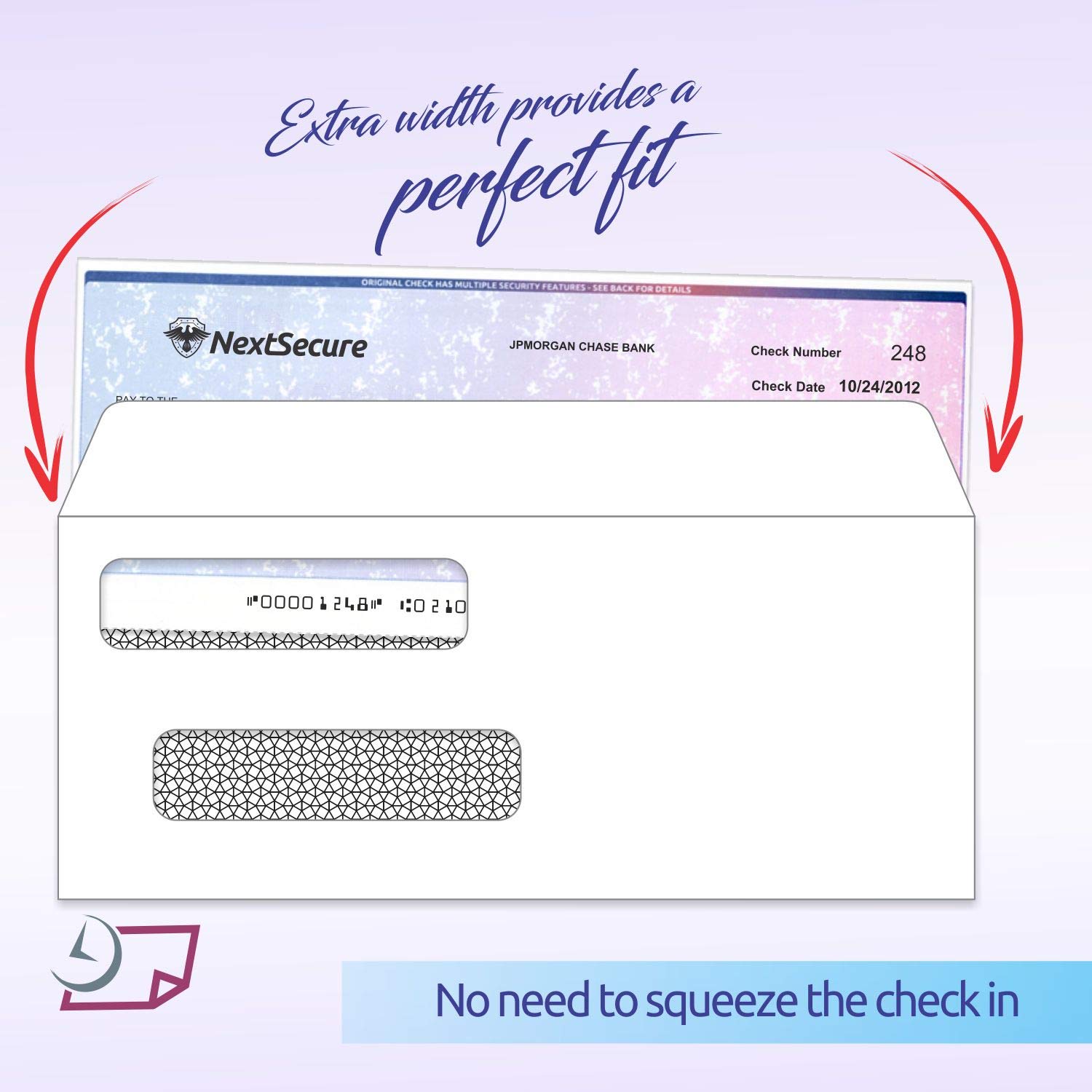 Paquete de 100 sobres #8, tamaño para cheques impresos QuickBooks, sobre de seguridad de doble ventana, abatible y sellado, mide 3-5/8 x 8-11/16 pulgadas
