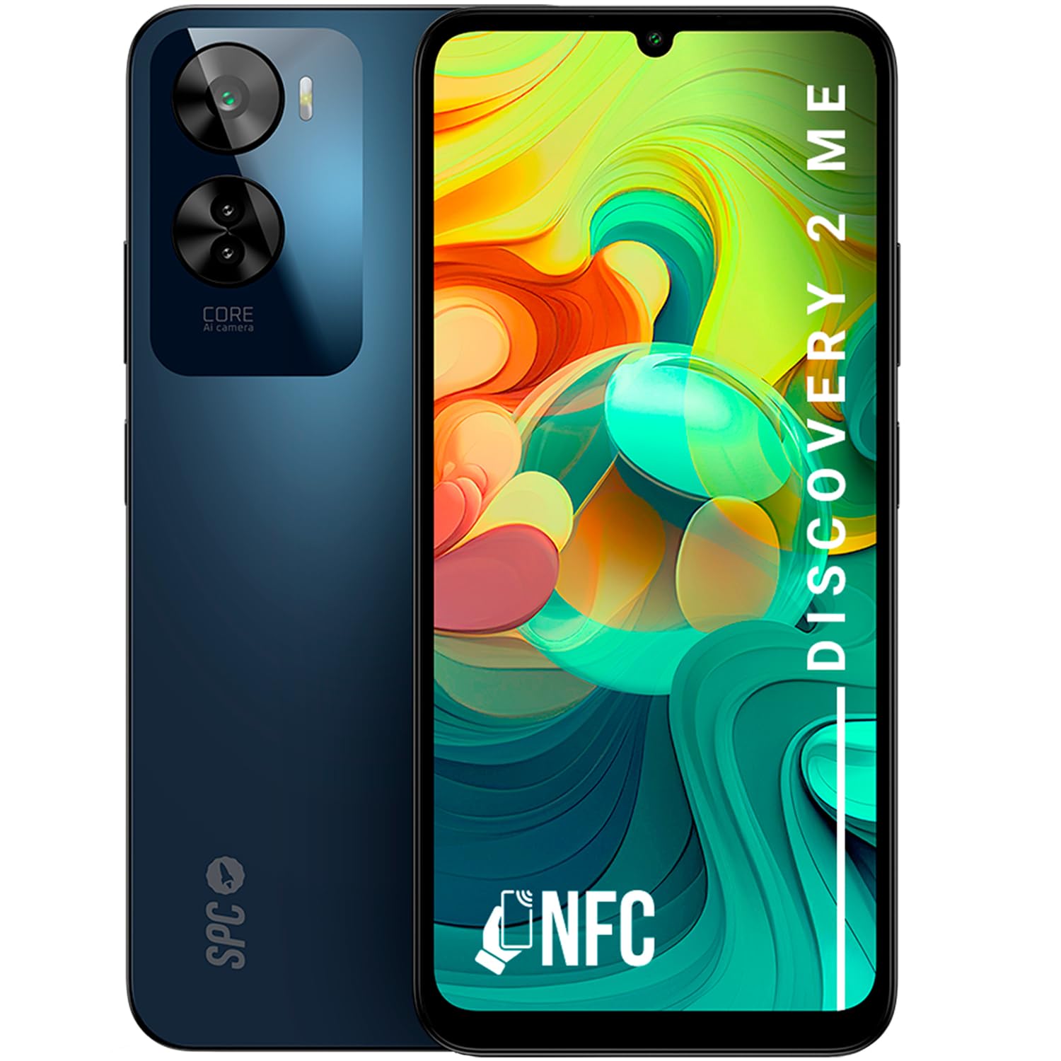 SPC Discovery 2 ME – Smartphone 6,75" HD+, 6GB RAM, 256GB interner Speicher, Triple AI Kamera, NFC, 5000 mAh Schnellladung 18W, Mobiltelefon Android 14, biometrische Entsperrung – Deep Sky