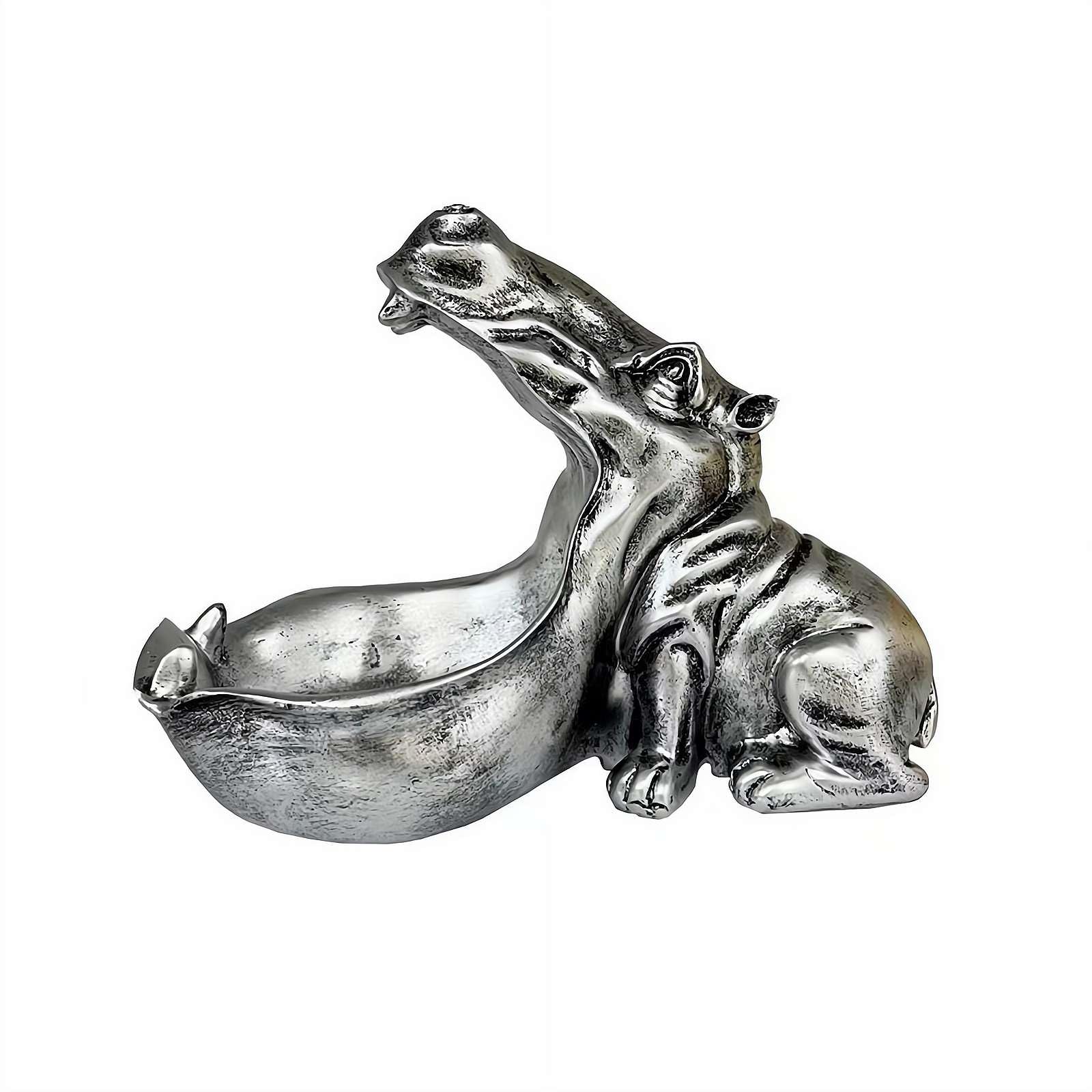 Hippo Figurine Candy Dish Key Bowl, Funny Animal Statue Candy Dish for Entryway Decorative Bowl, Big Mouth Sculpture Home Living Room Trinket Container Storage Box Gold