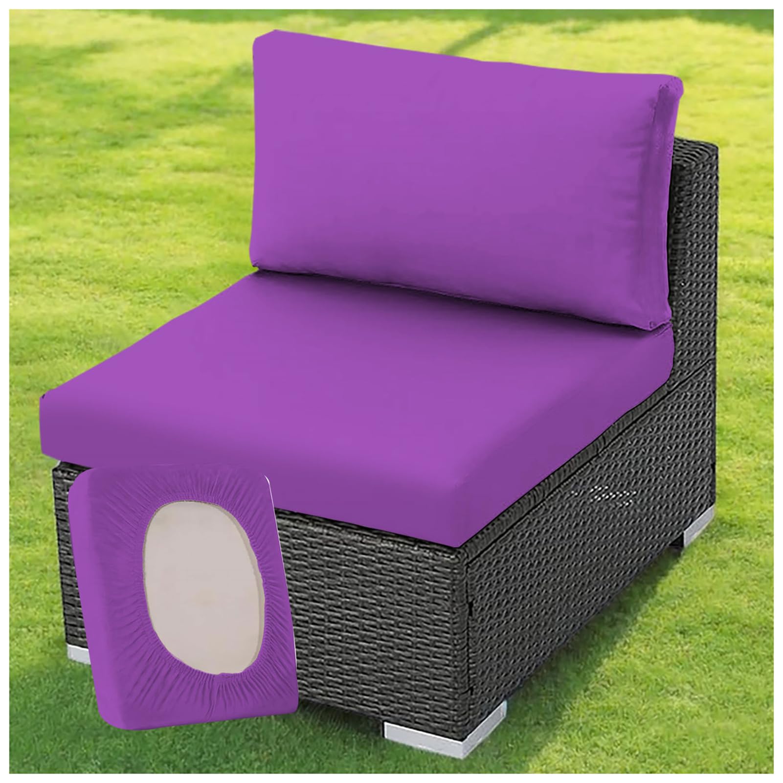 ZGDDPZA 1/2/3 PCS Rattan Cushion Covers, Stretch Fit Garden Furniture Seat Covers, Polyester Replacement for Patio, Balcony & Indoor Chairs (Purple,1PC Length 50-65cm)