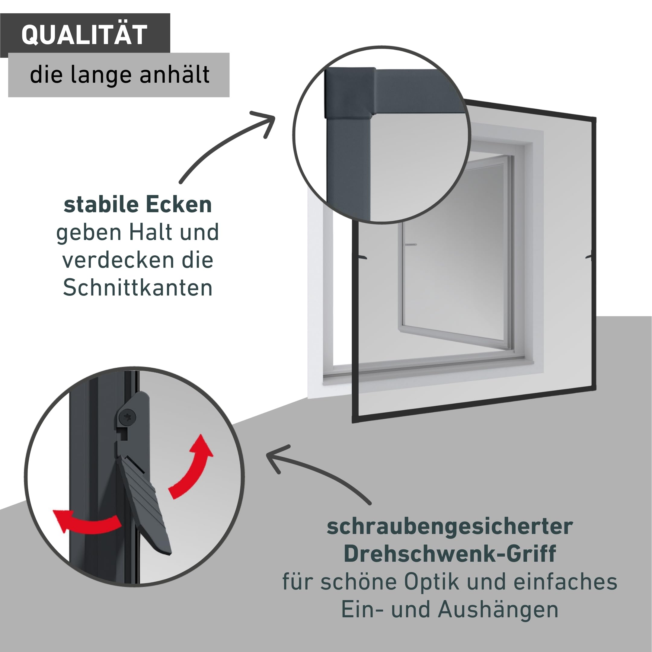 Windhager Insektenschutz Expert Spannrahmen für Fenster, Fliegengitter Alurahmen für Fenster, 100 x 120 cm, anthrazit, 04337