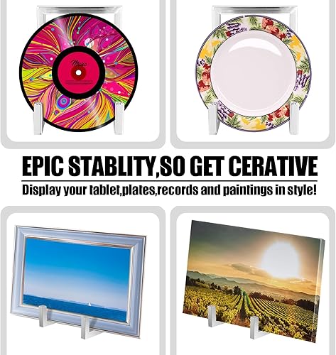 Miniatura 4 de Sweetude 2 soportes grandes de platos para exhibición, marco de metal, soporte de exhibición, caballetes decorativos de mesa para fotos, libros,