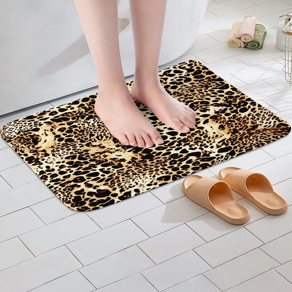 40_x_60_cm, Ours Brun)Tapis De Bain Antidérapant Absorbant,Douche Et