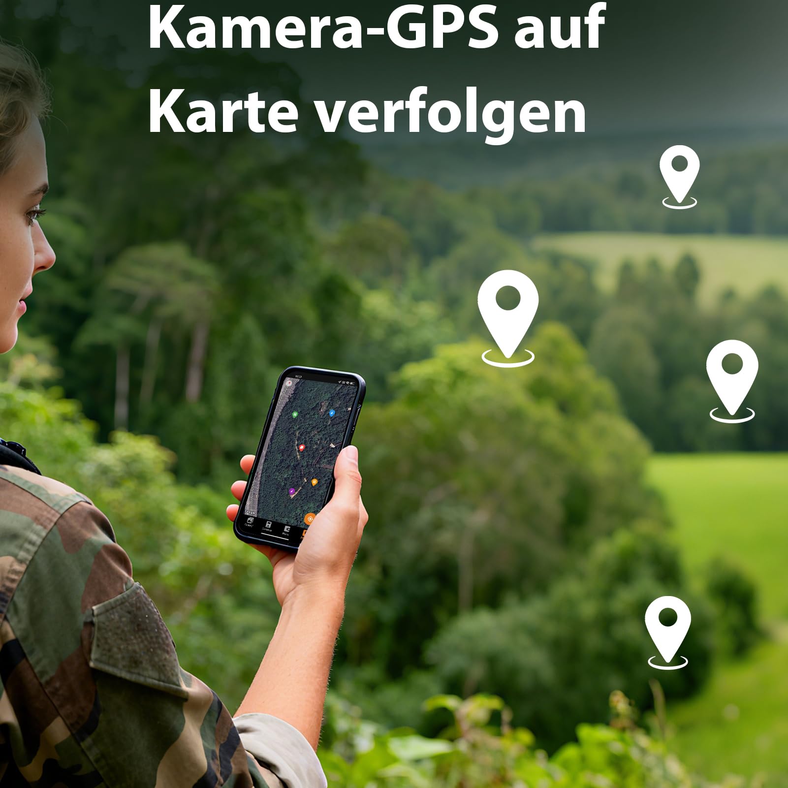 Meidase S970 4G LTE Wildkamera, 48MP 1296P, Mit Live Streaming Funktion, Nachtvision, 0.1s Bewegungsaktivierung, Wasserdicht, App Übertragung, GPS Ortung
