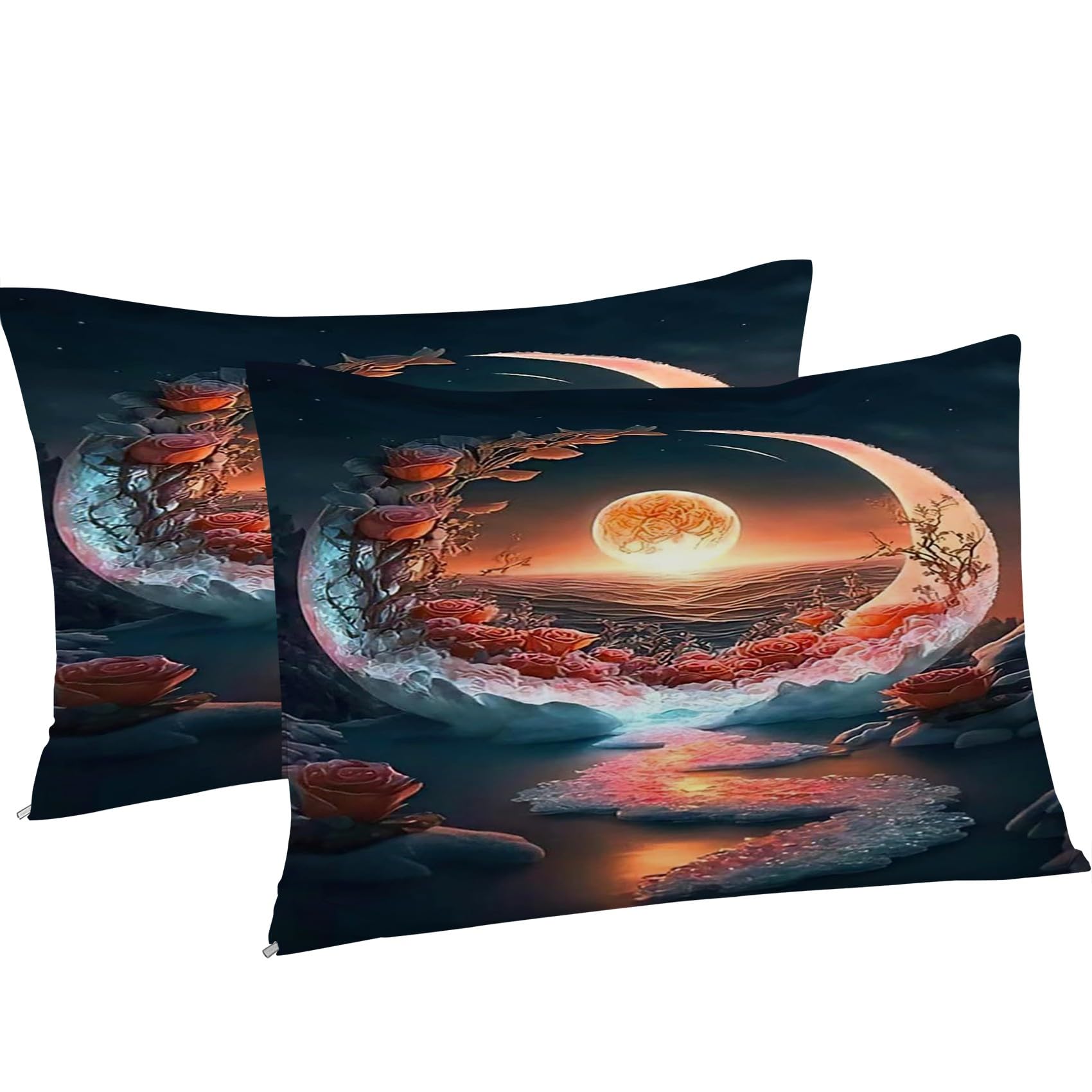 Moon Zestawy poszewek na kołdrę 155 x 220 cm róża jesień pościel mikrofibra poszewka na kołdrę 155 x 220 cm luksusowy zestaw pościeli z nadrukiem 3D poszewka na kołdrę z 2 poszewkami na poduszki 50 x