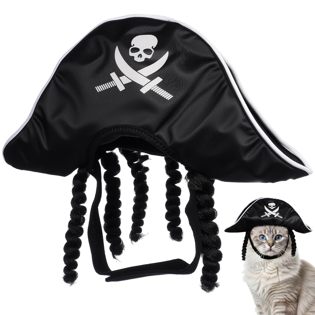 YARNOW Dog Pirate Hat Halloween Costume Black Tricorn Pet Pirate Cosplay Accessory for Party and Festive Dress-up