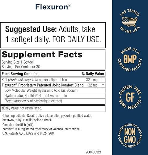 Miniatura 2 de Purity Products Paquete de fórmula para articulaciones Flexuron + tabletas EverStrong, Flexuron, aceite de krill, ácido hialurónico + astaxantina,