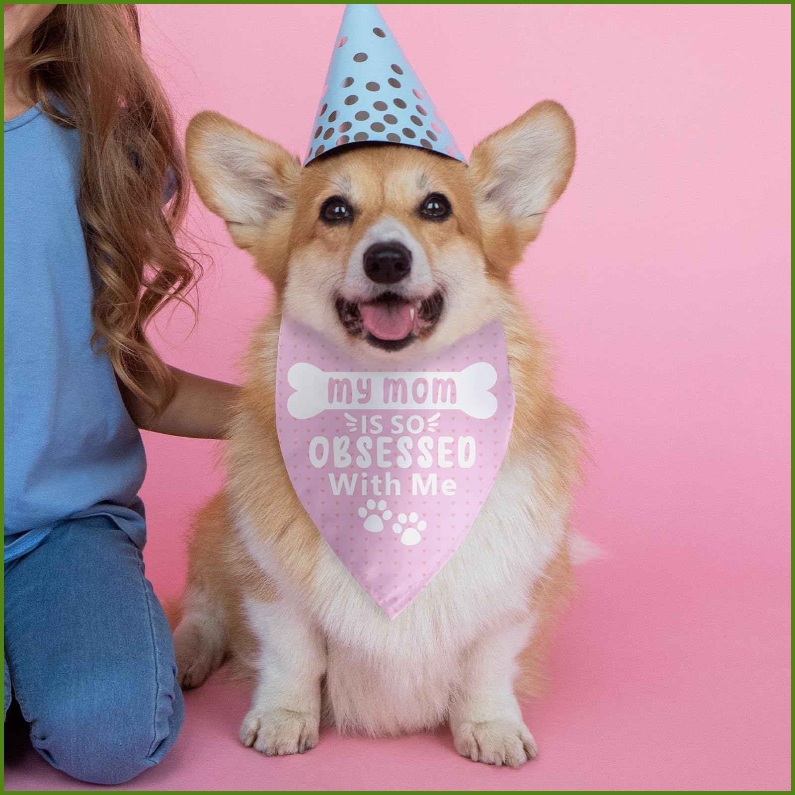 Hundehalstuch 'I Love My Mom' – Lustiges Baumwoll-Tuch Für Hunde, Als Foto-Requisite & Geschenk