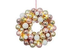 16-Inch Christmas Ball Wreath with Rose Gold Elegance