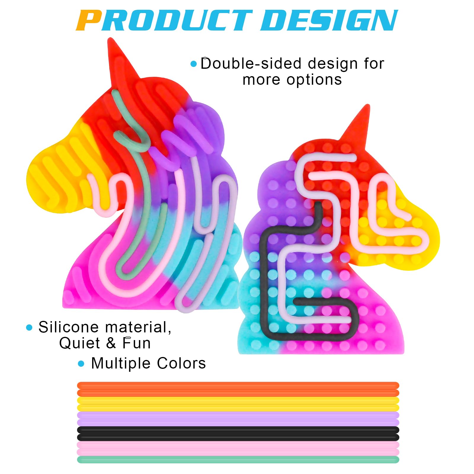 Sensory Activity Board, Silicone Fidget Toys for Autism ADHD, Stress Anxiety Relief, 6 Colors Double Side Calming Play - Image 3