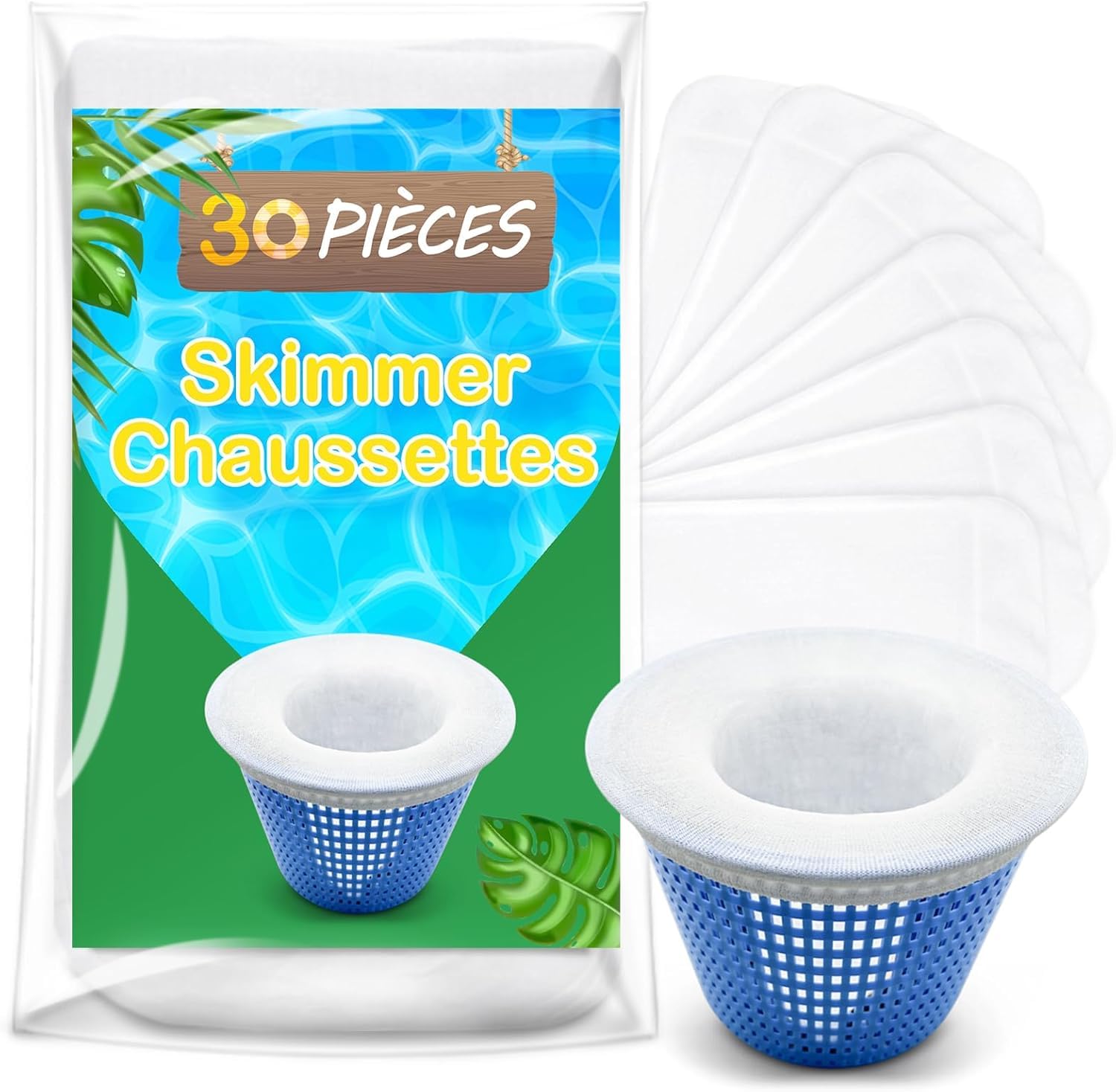 Skimmer Protection Débris Chaussettes Filtre Piscine Forhome - 30 Pièces Nylon | Pour Skimmer Nettoyage écumoire Piscine