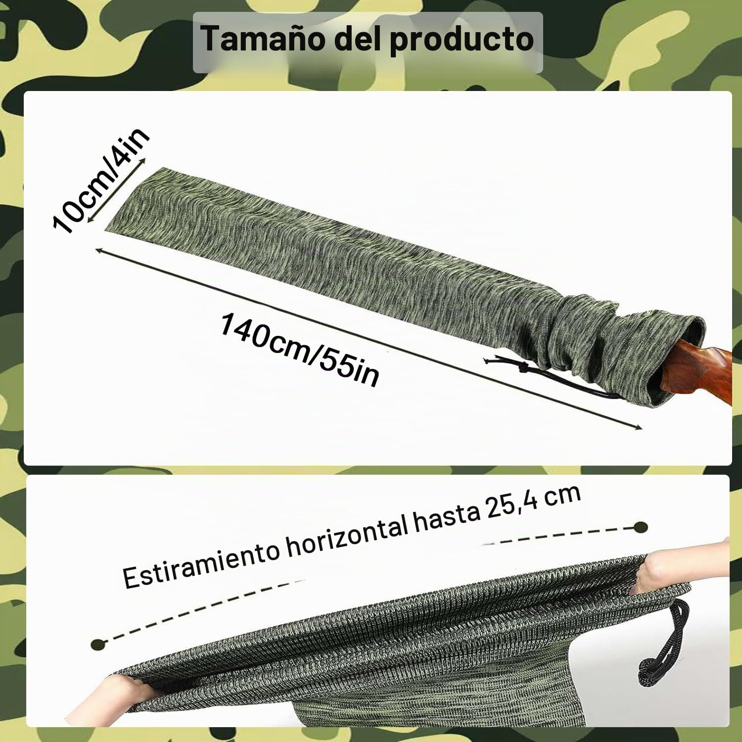 Calcetines gruesos para rifles y escopetas, 140 cm, revestimiento de silicona, lote de 4