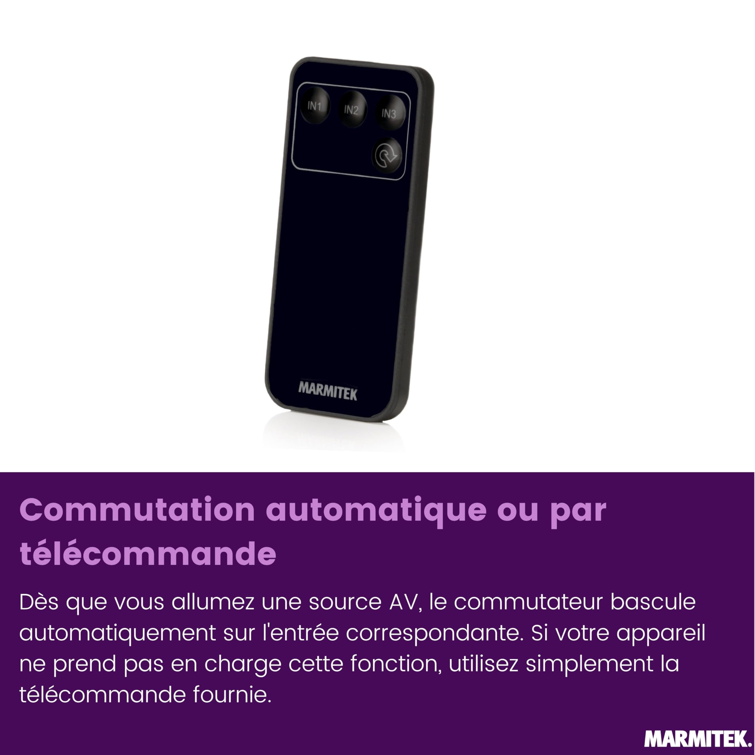 Marmitek Connect 310 UHD 2.0 - Switch HDMI 4K60 3 entrées 1 Sortie HDR
