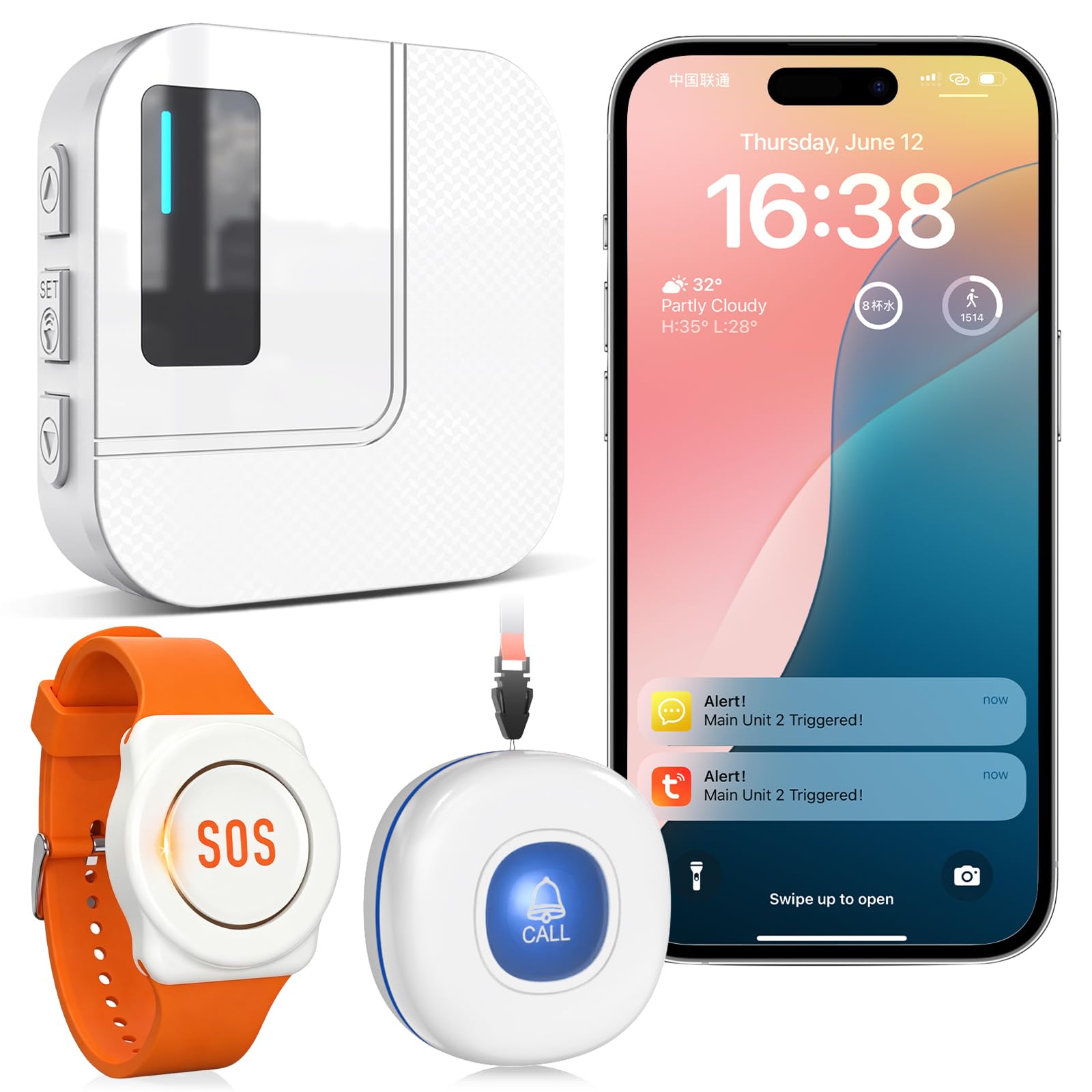 CallToU Wi-Fi Wireless Caregiver Pager Call Button for Elderly