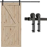 Vista 40 de CCJH - Kit de herrajes para puerta corrediza de granero de 10pies, resistente, suave y silencioso, fácil de instalar, p/paneles de puerta indiv.