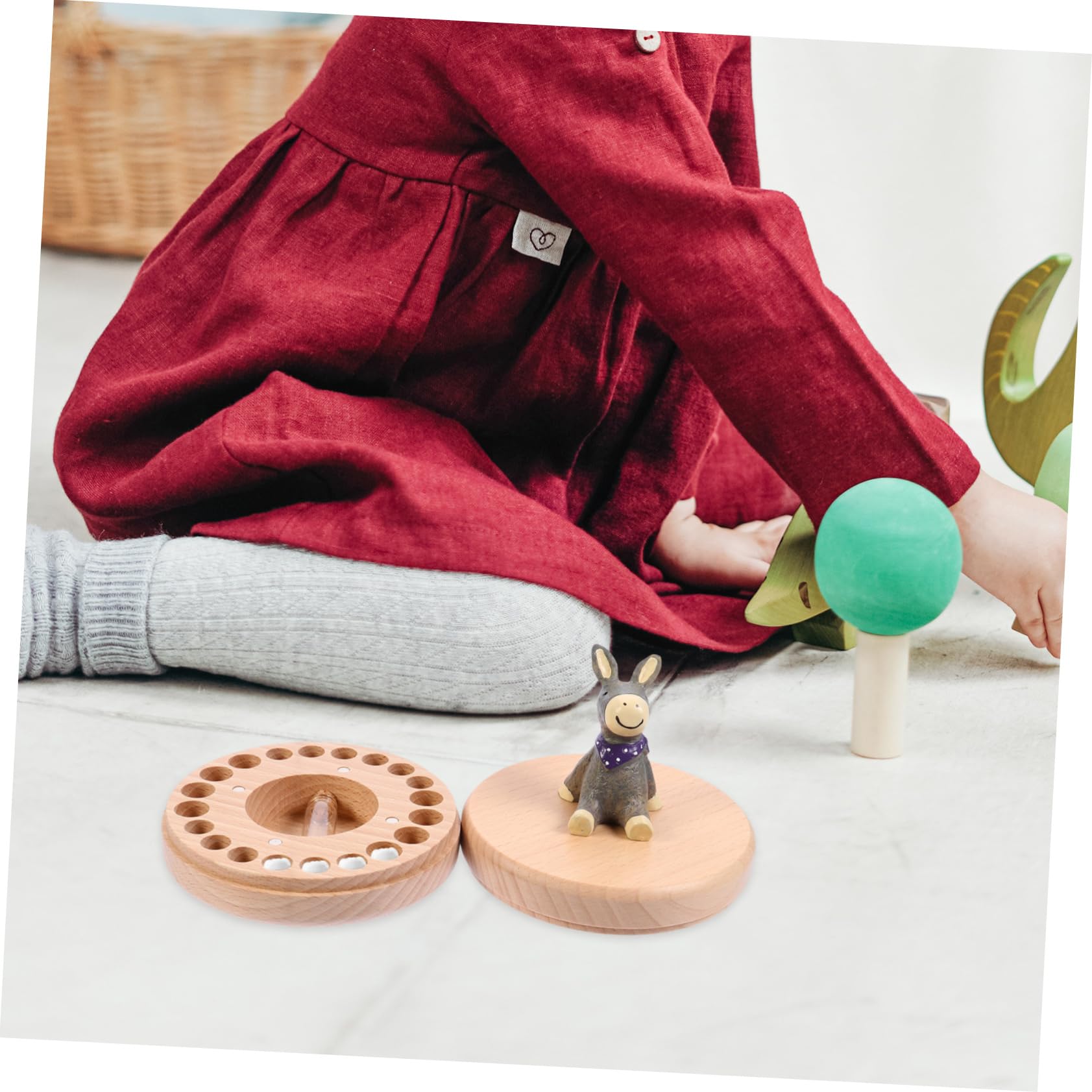 Totority Baby Tooth Wooden Boys and Girls Tooth Holder Handmade Organizer and Growth Moments